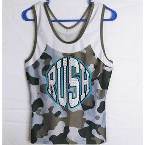 Rush Womens Brown Camoflage Top Blue Rush Graphic